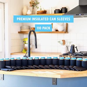 ปลอกหุ้มกระป๋องเบียร์แบบนิ่ม ปลอกหุ้มกระป๋องเบียร์แบบมีฉนวนกันความร้อนสีดำล้วน สำหรับกระป๋องโซดา เบียร์ และขวดน้ำ - Product Image 3