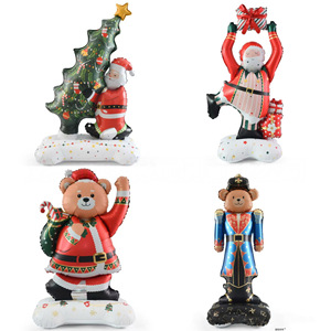 Nuevo Globo de Aluminio Inflable de Santa Claus para Decoración de Fiestas Navideñas, Venta al por Mayor, Globo Inflable de Película de Aluminio Duradero - Product Image 1