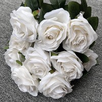 Lot de 10 têtes de roses artificielles de 47 cm, bouquet de fausses roses pour décoration de mariage, maison ou fête