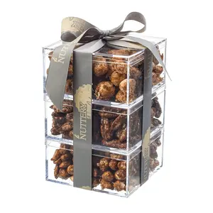 Premium Packaging Chocolate Truffles and Sweet Nuts Gift Tower Clear Acrylic Nut Box