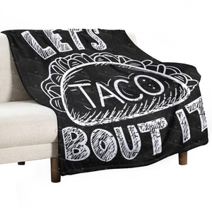 Couverture de festival noire personnalisée « Lets Taco Bout It Restaurant », grande couverture décorative pour Thanksgiving, thème <span class=keywords><strong>alimentaire</strong></span> (dumplings) - Product Image 3