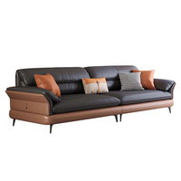 Ensemble de canapé de bureau et table basse en cuir véritable, style normcore italien, pour salle d'attente commerciale