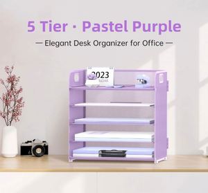Wholesale Desktop Paper Document <b>File</b> <b>Tray</b> 5 Tier Metal Wire Mesh Office Organizer with Handle - Product Image 6