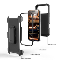 Étui de protection robuste à 3 couches avec étui arrière et étui de ceinture 3-en-1, vente en gros pour iPhone 18 Pro Max 18 Ultra