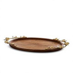 B.S INTERNATIONAL Bandeja de Servir de Madera Decorativa Ecológica con Asas, Hecha a Mano, Apta para Lavavajillas y Microondas - Product Image 2