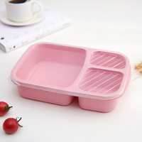 Boîte à lunch en plastique avec couvercle, 3 compartiments carrés, moderne, minimaliste, portable, plateau repas pour étudiants, dortoir, bureau, boîte bento