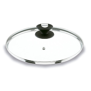 Coperchio universale in cristallo con pomello nero per pentole e padelle diametro 24 cm - Product Image 1
