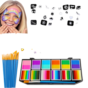 12 Color Rainbow Face Paint Kit <b>Natural</b> Plant Based Water Activated CE Certified Body <b>Painting</b> Palette for Teens Kids Party - Product Image 1