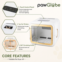 Séchoir intelligent pliable pour animaux de compagnie pour le toilettage à domicile des chats, vente en gros, importateurs, distributeurs et fournitures pour animaux PawGlobe
