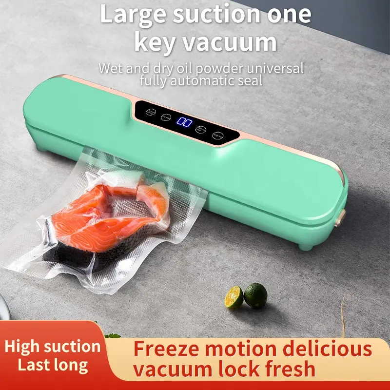 Black Vacuum Food Preservation Sealer with Liquid Crystal Display Automatic Sealing Machine for Food Storage