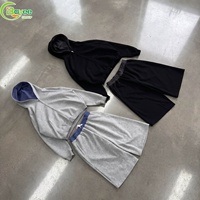 Ensemble de survêtement homme lourd à capuche zippé et pantalon de jogging, couleur unie, épaules tombantes, coupe oversize, 2 pièces, personnalisable avec logo