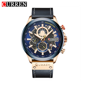 8380 CURREN ตัวเรือนโลหะผสม สายหนังแท้ นาฬิกาข้อมือควอตซ์แฟชั่นธุรกิจสำหรับผู้ชาย ปฏิทินวันที่ เข็มเรืองแสง กันน้ำ - Product Image 1