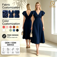 Оптовые вечерние платья макси из атласа OEM/ODM: простые, однотонные, с глубоким V-образным вырезом, элегантные, с рюшами, для женщин