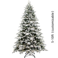 Ventes d'usine Arbre de Noël pré-éclairé floqué de neige de 3 à 10 pieds Arbre de Noël en PVC PE mélangé avec lumières