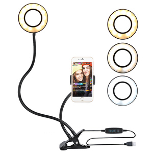 Anneau lumineux pour <span class=keywords><strong>selfie</strong></span> avec support de téléphone portable flexible, compatible avec YouTube, vidéo et photographie, pour <span class=keywords><strong>iPhone</strong></span> <span class=keywords><strong>Xs</strong></span> Max XR et Android - Product Image 4