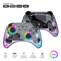 Manette de jeu sans fil avec lumières RVB, moteur de vibration, joystick, contrôleur pour Nintendo Switch, PS4, ordinateur, jeu