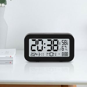 Multifunction LCD Alarm <b>Clock</b> Student Watch Square <b>Battery</b> Powered Simple Touch Luminous Moon Phase Display 24-Hour <b>Clock</b> - Product Image 1