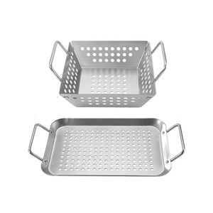 Accessoires de pique-nique haut de gamme, panier à <span class=keywords><strong>fruits</strong></span> et légumes carré en acier inoxydable, panier de barbecue pour barbecue en plein air - Product Image 1
