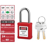 BOZZYS sécurité industrielle LOTO verrouille 38mm cadenas à manille en acier avec clé de déverrouillage pour verrouillage Tagout vente en gros