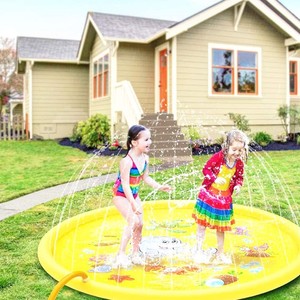 Alfombrilla inflable para jugar con agua, juguete para césped al aire libre, redondo, amarillo, 170cm, para bebés y niños pequeños - Product Image 2
