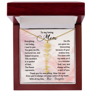 Collar con Colgante Clásico de Cobre con Nombre de Flor Personalizado para Mi Querida Mamá, con Tarjeta de Texto Personalizada - Regalo del Día de la Madre de la Parte de la Hija - Product Image 6