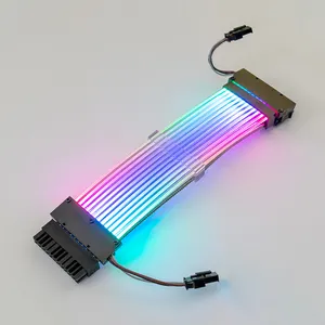 Computer PSU Extension Cable RGB II Upgrade Strimer Plus Rainbow Neon Effect, Triple GPU 8Pin ATX 24Pin 5V ARGB SYNC+Controller