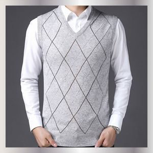 <span class=keywords><strong>Gilet</strong></span> invernale in maglia di <span class=keywords><strong>lana</strong></span> di nuovo stile maglione Pullover da <span class=keywords><strong>uomo</strong></span> Casual senza maniche senza maniche - Product Image 4
