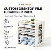 Organisateur de bureau rectangulaire moderne à 5 niveaux en PVC, grande taille, porte-stylos, support de rangement pour documents, pour fournitures de bureau, serre-livres