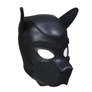 BDSM束缚氨纶PU狗头罩，成人性爱前戏的面罩