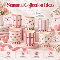 Pot de bougie en céramique décoratif, parfum d'ambiance romantique, motif rayé en forme de cœur peint à la main, logo personnalisé, marque privée