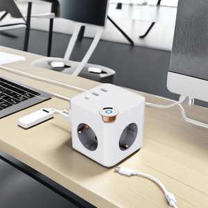 2026 Multi Socket New European Power Cube Socket 3 EU Outlets 2 <b>USB</b> 1 Type C <b>Switch</b> 16A Power Strip With <b>Usb</b> - Product Image 1