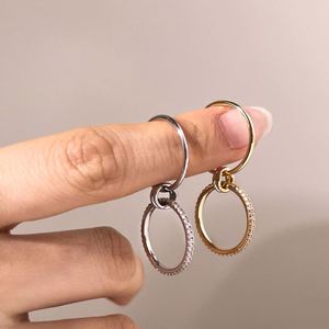 Dylam Trendy Design 14K Gold Rhodium Plated 925 Silver 5A Zirconia Eternity Band Interlock <b>Circle</b> <b>Rings</b> Daily Wear Women <b>Ring</b> - Product Image 4