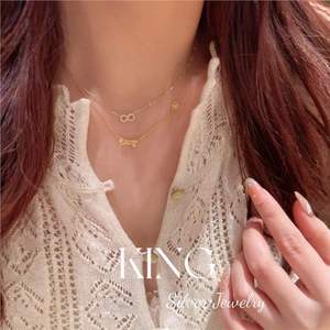 King Silver Jewelry Double Layer Necklace Infinite Bowknot Gold Plated Sterling Silver Fashion <b>Gift</b> For Women - Product Image 3