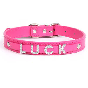 Groothandel goedkope effen gepersonaliseerde kunstleren hondenarmband bedel letter naam halsband - Product Image 3