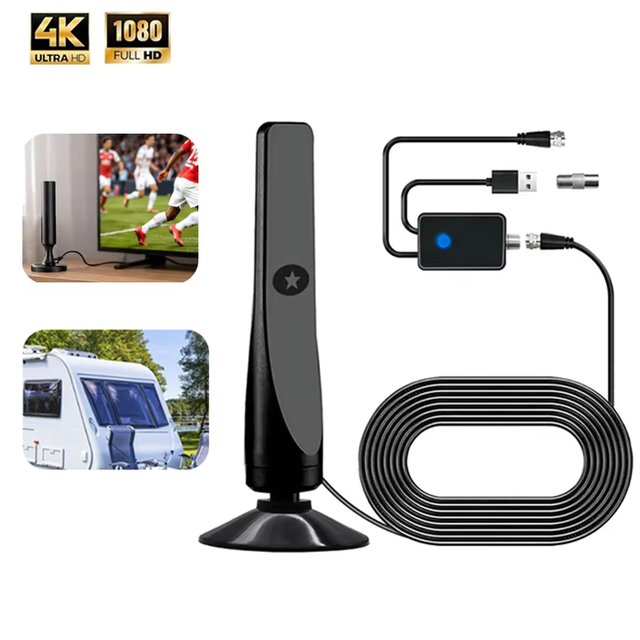 Indoor 4K Digital TV Antenna with Amplifier 3m/5m Cable 25dBi High Gain Long Range HDTV Antenna for Local Free Channels