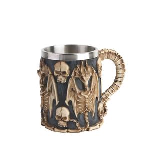 Bestverkopende Drakenbeenderen Decoratieve Kruikmokken Stereo Schedel 450Ml Hars Steen Skelet Schedel Bier Beker Met Ruggengraat Handvat - Product Image 5