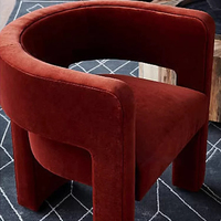 Fauteuil de salon moderne en tissu de luxe nordique avec rembourrage en mousse haute densité, fauteuil de détente individuel