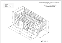 Lit superposé moderne de style farmhouse avec bureau et rangement, fabriqué en usine selon la norme ISO9001, lit superposé pour enfants de taille double, sûr et robuste