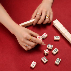 Bague <span class=keywords><strong>de</strong></span> fiançailles en argent S925 plaqué or 18 carats, style Mahjong, pour femme, bijoux quotidiens, nouvelle année porte-bonheur - Product Image 6