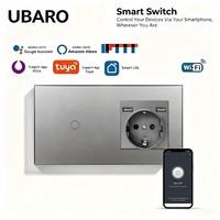 Interrupteur intelligent WiFi UBARO, prise murale EU, panneau tactile en verre trempé, commande vocale Alexa Yandex pour application, IP20, 1 gang 1 voie