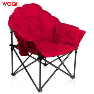 Chaise pliante de camping Woqi, tissu Oxford rouge, structure en aluminium, chaise de jardin ronde, légère, portable, pour usage extérieur - Product Image 3