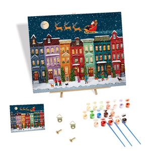 Kit de <span class=keywords><strong>Peinture</strong></span> par Numéros DIY de Noël en Gros - Père Noël et Ville Hivernale sur Toile - <span class=keywords><strong>Peinture</strong></span> <span class=keywords><strong>Acrylique</strong></span> pour Adultes - <span class=keywords><strong>D</strong></span>écoration Intérieure - Product Image 1