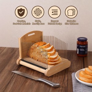 Cortador de pan de bambú y madera, divisor de tostadas desmontable, cortador manual de baguettes - Product Image 4