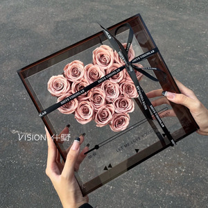 2024 vendita calda personalizzata scatola di fiori in acrilico quadrato trasparente amore CD scatola regalo in acrilico per san valentino - Product Image 2