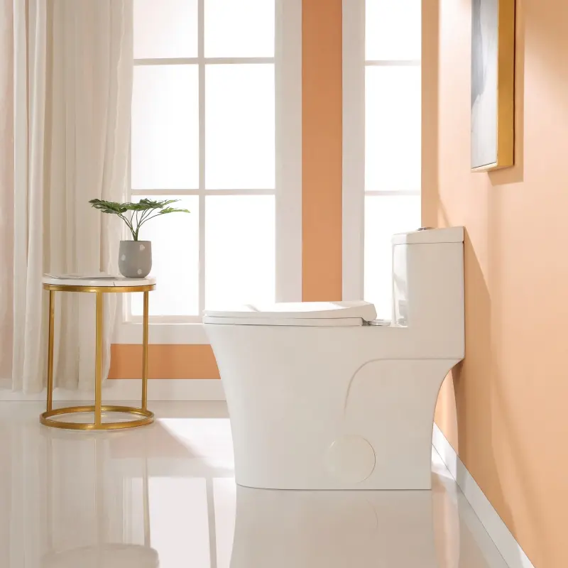أدوات صحية رائجة جدًا، وعاء مرحاض أبيض يُركب في أرضية مرحاض الحمام وخزانة المياه