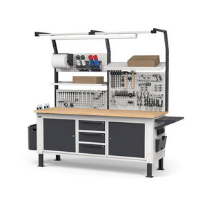 Fami WORK2043 établi réglable 220cm 3 tiroirs, 2 armoires et mur d'outils - Product Image 2