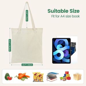 Sacs en tissu de coton réutilisables, légers, doux, 100% naturels, 5 oz, pour les courses - Product Image 6
