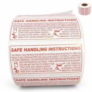 Wholesale Food Safe Handling Labels 2.25x1.125 Inch 1000 <b>Stickers</b> Per Roll Custom Print Meat Safety Information Adhesive Labels - Product Image 1