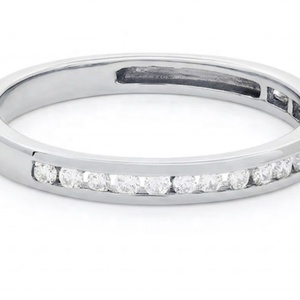 Classic Round Cut Lab Diamond Half Eternity <b>Ring</b> 14K 18K White Yellow Rose Gold Channel Setting Wedding Band Jewelry - Product Image 1