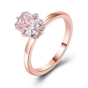 1.78カラットのラグジュアリーなラディアントカットピンクダイヤモンドモアッサナイト、爪留めの結婚指輪・婚約指輪、シルバー、10金、14金、18金 - Product Image 2